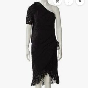Ulla Johnson One-Shoulder Black Eyelet Lace Dress - Size 2